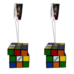 Rubiks Cube Decoupage Christmas Ornament Collectible by RUZ New Lot of 2